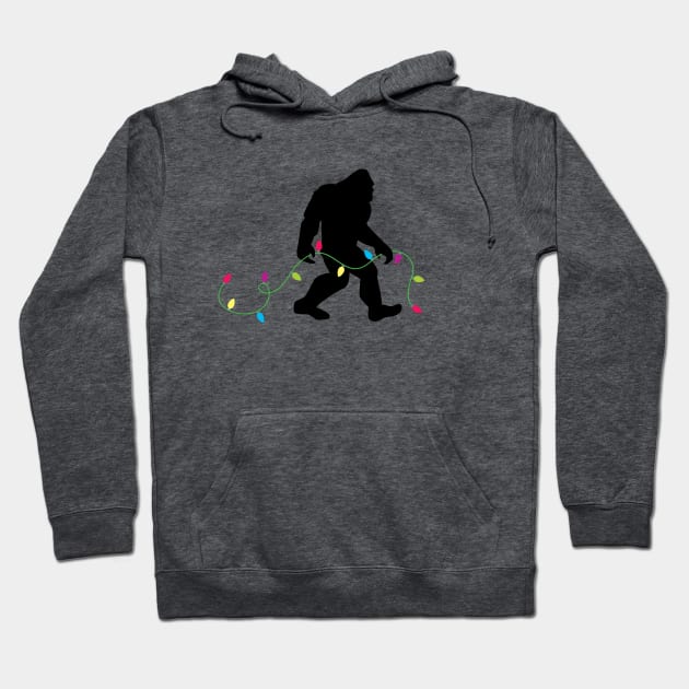 Bigfoot and Christmas String Lights Hoodie by cottoncanvas